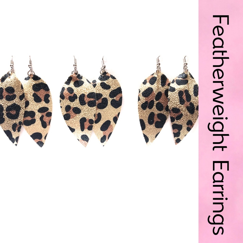 LEOPARD Gold Metallic Featherweight Earrings - Picture 4 of 6